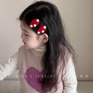 Knitted Flower Hair Clips Girls BB Clips Fashionable Baby Girls No Damage Hair Edges Knitted Hair Accessories Korean Style
