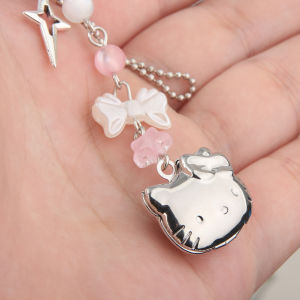 Cartoon Pink Kitty Cat Keychain Unique Design Cute Cartoon Character Pendant Keyring For Men Women Jewelry Gifts