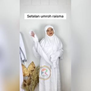 Raisma - Sabai Set Gamis Putih Set Bergo Hindun Busana Perlengkapan Umroh Haji Wanita Bahan katun