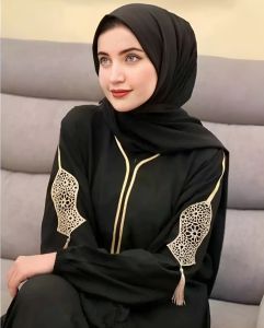 ABAYA WANITA GAMIS DRESS ARAB MOTIF TEROMPAH LENGAN