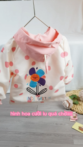 [HỎA TỐC] Áo khoác hồng cho bé gái 10-26Kg chất dù chống nắng 2 lớp có mũ hình hoa cười dễ thương Urombaby