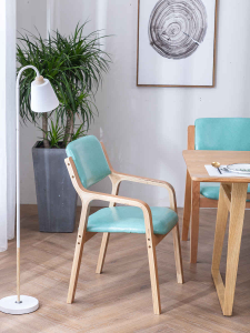 Modern Simple Wooden Dining Chair Fabric Backrest Elderly Home Care Institution Tea Room Study Carrel Chair Adjustable Height