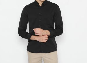kemeja pria hitam polos lengan panjang kemeja polos kemeja slimfit