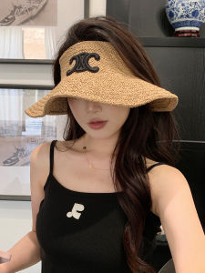 2025 New Foldable Straw Hat Empty Top for Women Face Slimming Large Brim Sunscreen Hat Beach Casual Style Adjustable Youth