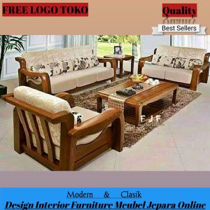Kursi Tamu Sofa Minimalis Model Bison Rangka Kayu Jati Tua Set Kursi Sofa Ruang Tamu (Pre Order)