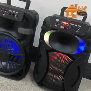 10-Inch Karaoke Wireless Mic Bluetooth Portable Speaker Trolley 20W RGB Light KTV Multimedia Speaker