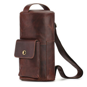 กระเป๋าผู้ชายหนังแท้แฮนด์เมดกระเป๋าหนังวัวชั้นแรกแนววินเทจกระเป๋าคาดอกไฟฟ้าแบบถือสำหรับผู้ชายกระเป๋าคาดเอวทรงจีบความจุใหญ่กระเป๋า