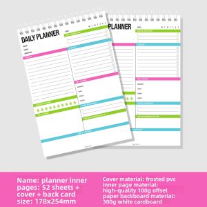 Simple B5 Weekly Planner Notebook English Spiral Bound Daily Plan Recording Book Business Supplies Stationery PVC Cover