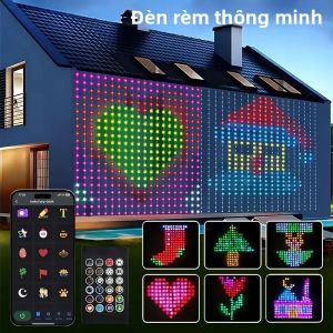 400LED Đèn Rèm Thông Minh RGB Đèn Dây Cổ Tích Bluetooth Ứng Dụng Điều Khiển Đồng Bộ Hóa Âm Nhạc Hiển Thị DIY Cửa Sổ Trang Trí Phòng Ngủ