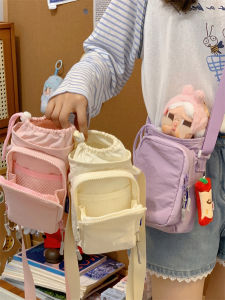 Portable Outdoor Travel Water Bottle Bag Womens Crossbody Bag Lightweight Simple Style Soft Cotton Strap Zipper Closure Bag