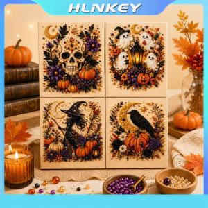 HLINKEY Cute Ghost Pumpkin Pearl Art Kit Spooky 3D Diamond Painted Craft Festival Wall Decor
