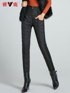 Yaloo Womens High Waist Thickened Fleece Lined Slim Fit down Trousers Fashionable Cotton Pants Winter Outerwear Large Size