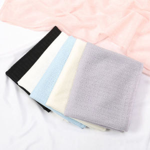 Womens Solid Color Polyester Scarf Floral Embroidery Long Headscarf Trendy Middle East Malay Checkered Design Warmth Shawl