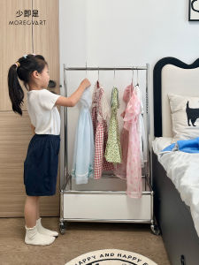Childrens Mobile Stainless Steel Clothes Hanger Bedroom Home Use Vintage Style Coat Rack Stand Metal Welding Frame Structure