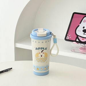 Insulated Cute Tumbler with Straw Dual Drinking Ports Portable