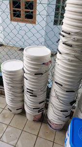 USED Baldi putih 7L besi handle kukuh 2nd hand kebun stor tong serbaguna luar rumah sahaja