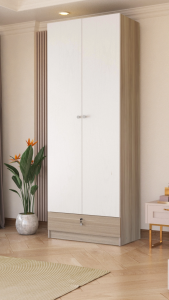 Kirana Lemari Pakaian Kayu Wardrobe Putih Modern Minimalis 2 / 3 Pintu - Boston