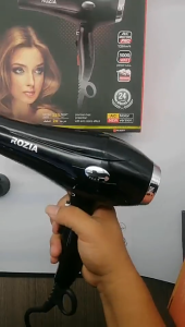 ROZIA HC-8307 Pengering Rambut Cepat Kering Ionik dengan Udara Panas/Sejuk Meningkatkan Kilauan Pemegang Boleh Dilipat Palam 3 Pin
