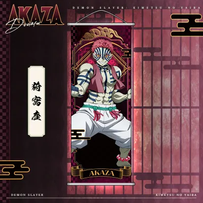 Bandai | Demon Slayer Wall Scroll Cartoon Akaza Poster Wall Decoration Long Scroll Style Anime Merchandise Holiday Gift Trendy Toy