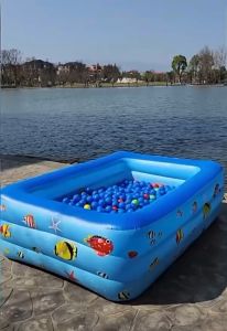 Inflatable swimming pool with electric air pump summer outdoor folding thickened childrens family swimming pool