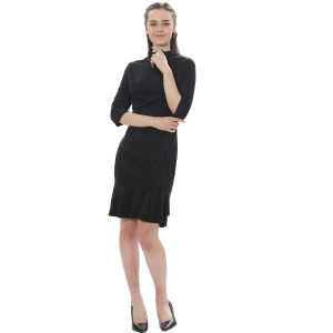 Blessume Giáo Sĩ Nhà thờ mục sư ăn mặc cho phụ nữ 3/4 Tay áo thanh lịch bút chì đuôi cá Dresses với chèn Tab cổ áo