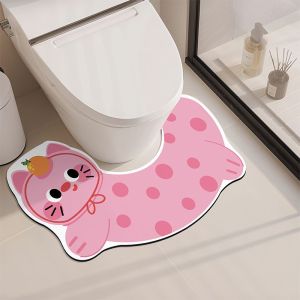 VIKAMA Hoạt Hình Da Báo Hình Chữ U Nắp Bồn Cầu In Hình Động Vật Thảm Chống Trơn Trượt Thấm Hút Thảm Phòng Tắm Hiện Đại Trang Trí Nhà Cửa