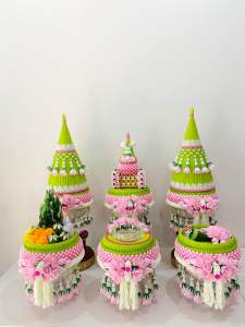 ชุดพานขันหมาก ขนาด 8 นิ้ว จำนวน 6 พาน สวยหวานมาก เลือกสีได้