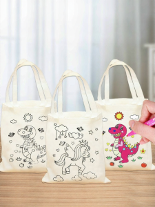 DIY | DIY Art Painting Drawing Cotton Tote Bag for Kids