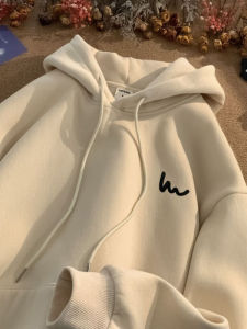 เสื้อสเวตเตอร์คอกลมแบบสวมหัวสำหรับผู้ชาย ทรงหลวม หนา ใส่ได้ตลอดทั้งปี ผ้าฝ้ายผสมโพลีเอสเตอร์ สไตล์อเมริกัน แฟชั่นเยาวชน เสื้อคลุมกันหนาว