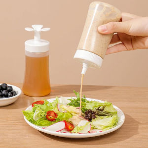 210/350ml Transparent Condiment Squeeze Bottles with Lid Can Inverted Sauces Olive Oil Spices Bottles Dispenser Kitchen Accessories