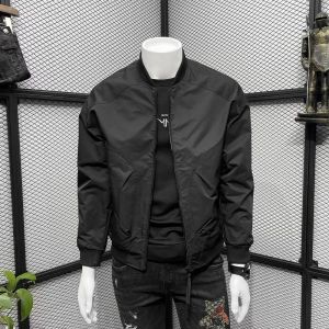 Fall 2023 Mens Slim Fit Casual Baseball Collar Jacket Trendy Korean Brand Youth Outerwear Standard Style Long Sleeve Zipper