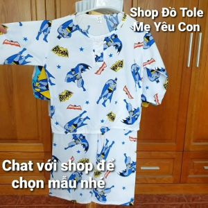 Bộ ngủ dài tay bé trai Size 9 (22-23kg). Vải tole/lanh 2 da loại 1 mát rượi. Có 2 nút cài trước cổ