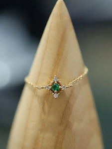 Emerald Green Plated 18K Gold Adjustable Soft Ring