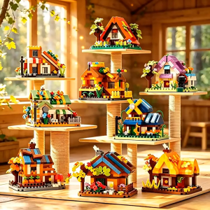 Tree House Building Blocks Set Mini Cottage Village Construction Toy for Kids Christmas Gift