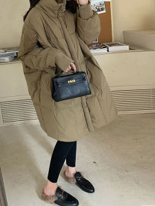 Batwing Sleeve down Cotton-Padded Coat for Women Winter Mid Length Long Length Loose Plus Size below the Knee Cotton Clothes Thickened Puffer Jacket Cotton Coat Jacket