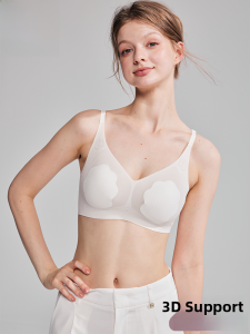 Miiow | Lightweight Womens Bra Soft Support Fixed Strap Cooling Mint Latex Gathered Underwear V-Neck 3/4 Cup No Steel Ring Summer