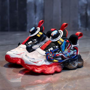 รองเท้าบาสเก็ตบอลสำหรับเด็กชาย รองเท้ากีฬาแบบยืดหยุ่น ด้านล่างนุ่ม พื้นกันลื่น พื้นรองเท้าเด็ก ฤดูใบไม้ผลิและฤดูร้อน