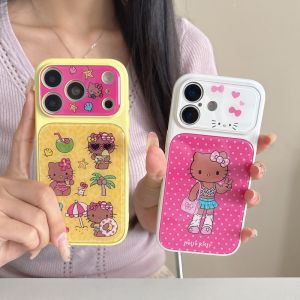 Sanrio | Cute Black Skin Sanrio Hello Kitty Cartoon Phone Case For iphone 17 16 15 14 17 Pro Max Full Lens Camera Protective Cover Funda