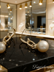 Hong Kong Style Pearl Earrings Silver Needle Hollow out Chain Design Womens Fashion Jewelry Ear Drop Medium Short Size