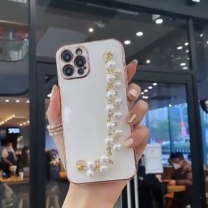 Ốp Lưng Sang Trọng Có Dây Ngọc Trai Cầm Tay Chống Rơi Cho iPhone 7 plus tới 14 Promax (JA Shop)