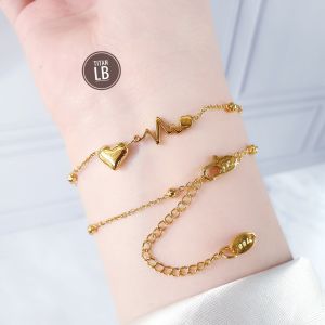 Gelang Tangan 2 Fungsi Rantai Serut Love Petir Perhiasan Wanita Kode 750 Cx03092505