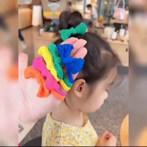 AIDA 10pcs Korean Elastic Ribbon Candy Macaron Cartoon Hair Tie Ring Bowknot Cute Children Hair Tie Rubber Band 儿童十件套头绳