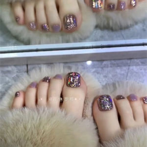 Handmade Custom Wear Magic Mirror Effect Powder Nail Finished Product Nail Stickers Summer White Glass Paper Diamond in the Debris Manicure