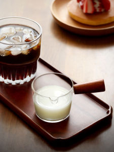 JOTO | Handmade Mini Glass Milk Pitcher with Wooden Handle