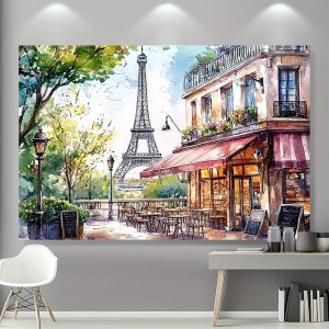 500/1000/1200/2000PCS Jigsaw Puzzle Parisian Cafe Eiffel Tower French Architecture Scene For Adults Family Fun Brain Teaser Gift
