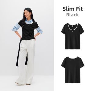 Semir | Cooling Colored U-Neck Slim Fit Embroidered T-Shirt