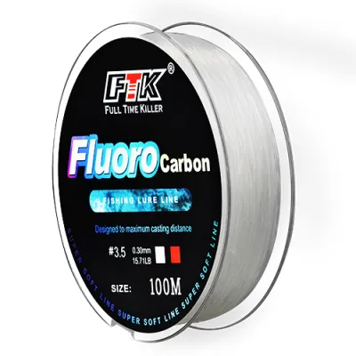 FTK 100M Fluorocarbon Coating Fishing Line 4.14LB-34.32LB Carbon Fiber Monofilament Leader Line Carp Fishing Sinking Line