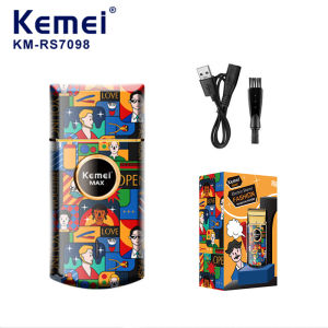 KEMEI Graffiti Style Electric Shaver Portable Rotary Shaver for Men USB Rechargeable Travel Shaver Trendy Gift for Teenagers