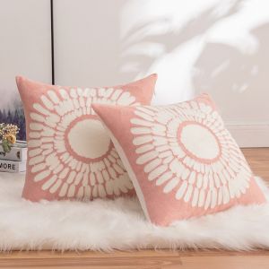 Sunflower Daisies Embroidered Decorative Cushion Cover