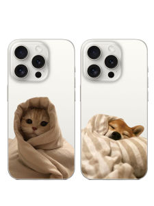 เคสโทรศัพท์ซิลิโคนโปร่งใสสำหรับ iPhone 17Promax 16Promax 15Pro 14Vivo Oppo 13 บุคลิกภาพ Huawei Xiaomi รูปแมวและสุนัขสำหรับคู่รัก
